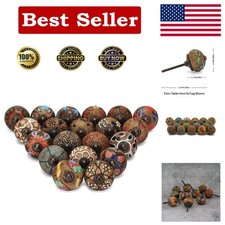 Set of 20 Floral Ceramic Cabinet Knobs Stylish Pull Handles for Home Decor