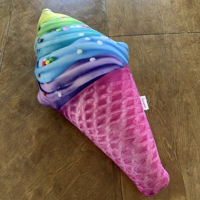 Retired iscream Bubble Gum Scented Rainbow Swirl Cone 25  x 12  Microbead Pillow