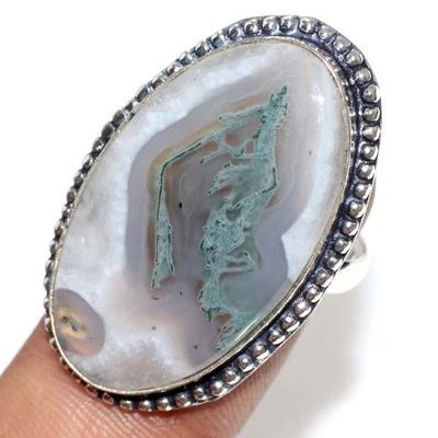 925 Silver Plated Tree Agate Ring US 8 Well Made Gift Limited Stock Deal AU g776 - image 1 of 4