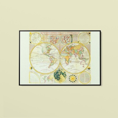 Samuel Dunn - Stereographic Map of the Earth and the Moon - Paper or Canvas