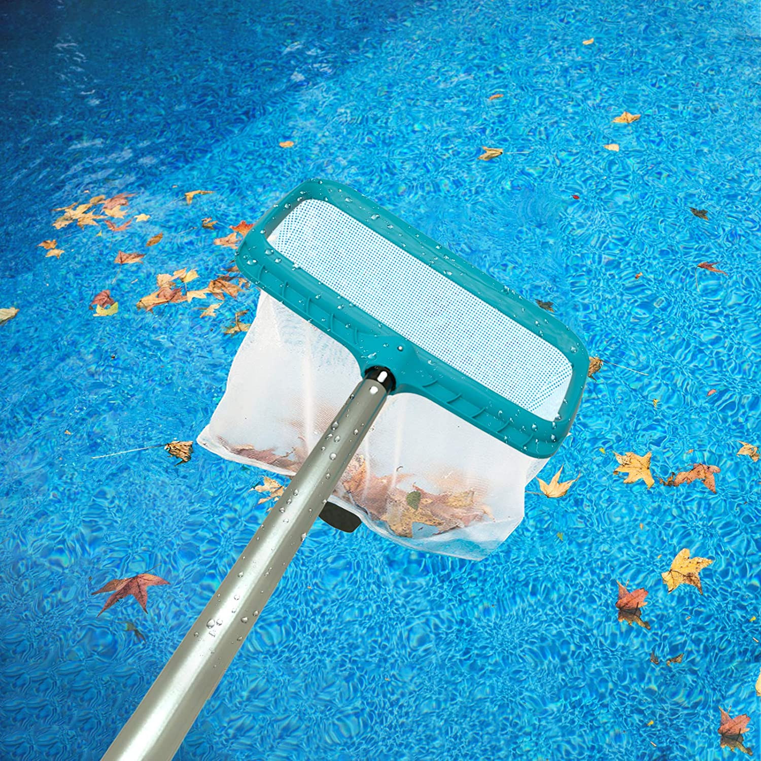 POOLWHALE Professional Pool Skimmer Net, Heavy Duty Swimming Leaf Rake Cleaning 