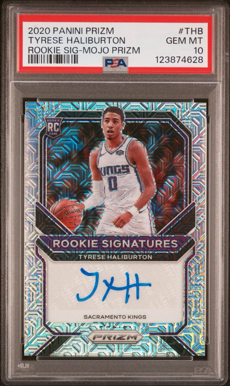 2020 Panini Prizm Tyrese Haliburton Rookie Signatures Mojo Prizm Auto /25 PSA 10