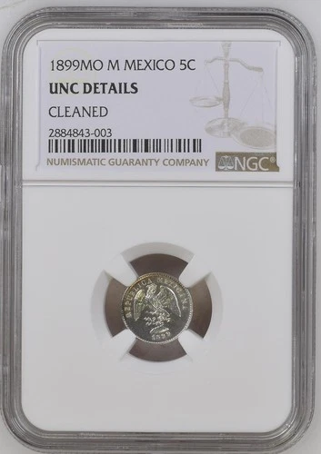 Mexico ✮ 1899 Mo M ✮ 5 Centavos ✮ NGC UNC Details ✮ Low Mintage ✮ Free S&H ✮