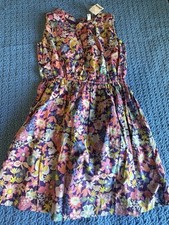 !NWT! Tea Collection Girls Dress Size 12 Floral Purple Button Dress