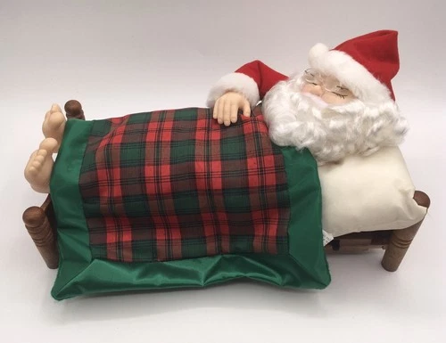 Vtg Telco Sleeping Santa Snoring Whistling Animated Figurine Tested 1995 EUC