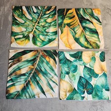 New Tropical Leaves Throw Pillow Covers 18 x 18 Green Brown Leaf Summer Decor