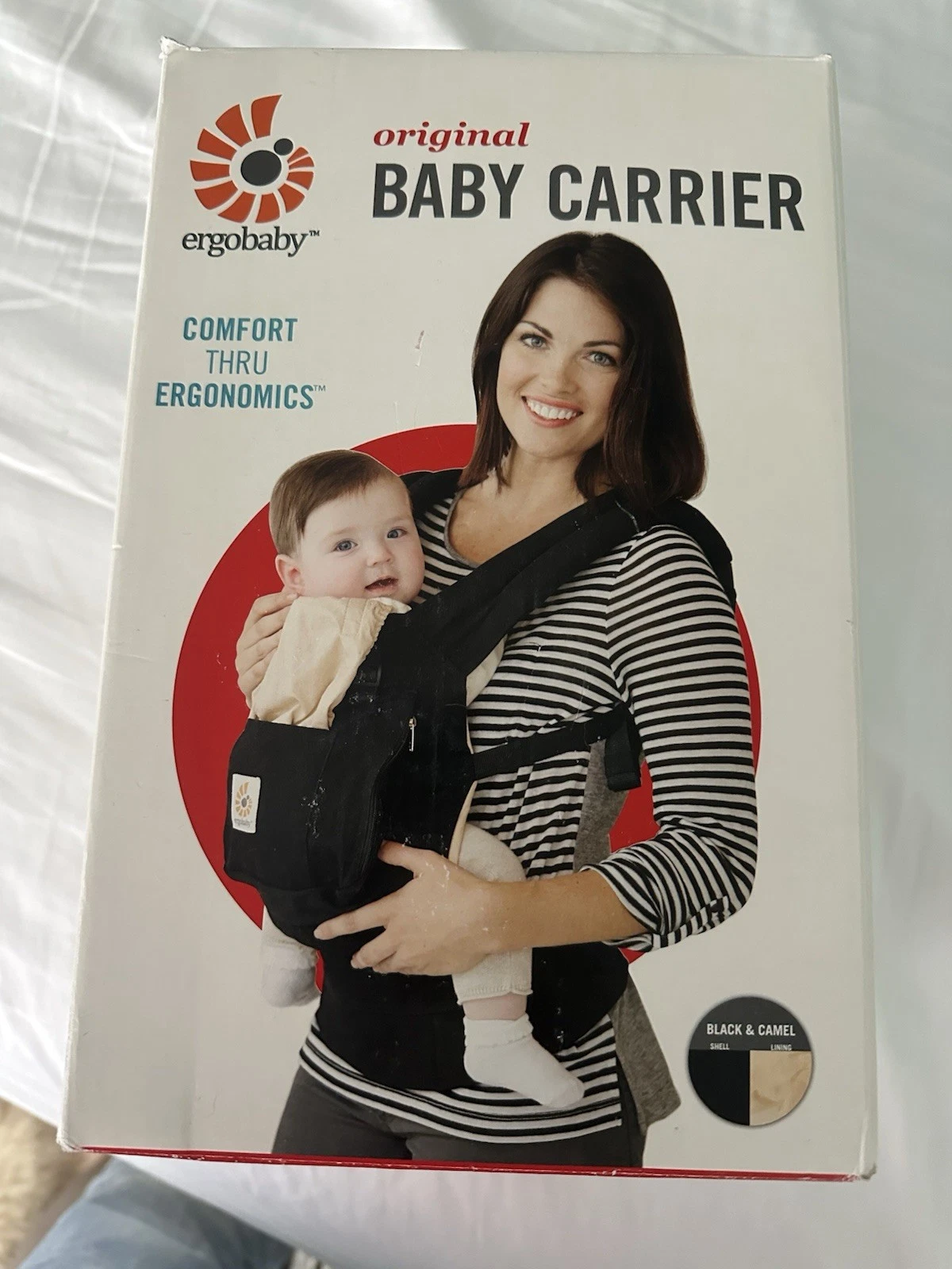 ERGOBABY Ergo Baby Carrier Original Multiple Positions - Black / Camel W/ Box M