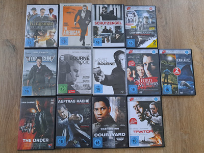 DVD Sammlung, Actionfilme & Thriller, u.a. Jason Bourne, Top Gun, Kingsman