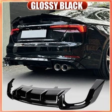 For Audi S5 A5 B9 Sline 2017-2020 GLOSSY BLACK Rear Bumper Diffuser Lip BodyKits