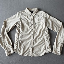 The North Face Summit Series Button Up Hiking Shirt Womens M Beige Outdoor Trail