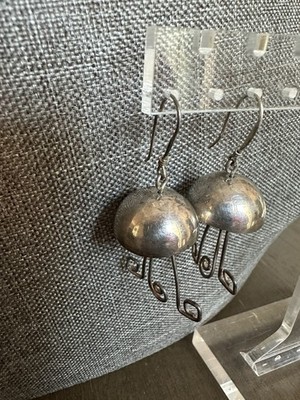 Vintage Sterling Silver Jelly Fish Pierced Earrings Mexico Artisan Made
