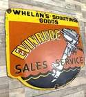 VINTAGE EVINRUDE SALES SERVICE MOTORS GAS PUMP STATION GASOLINE PORCELAIN SIGN