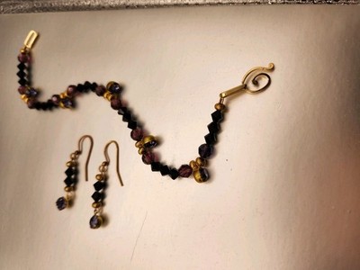 Handmade, One Of A Kind,  Swarovski Crystal Beaded Bracelet  And Earring Set