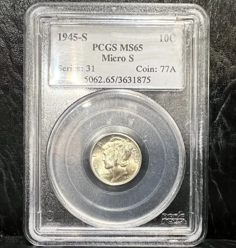 1945-S Micro S Mercury Dime PCGS MS65 gem