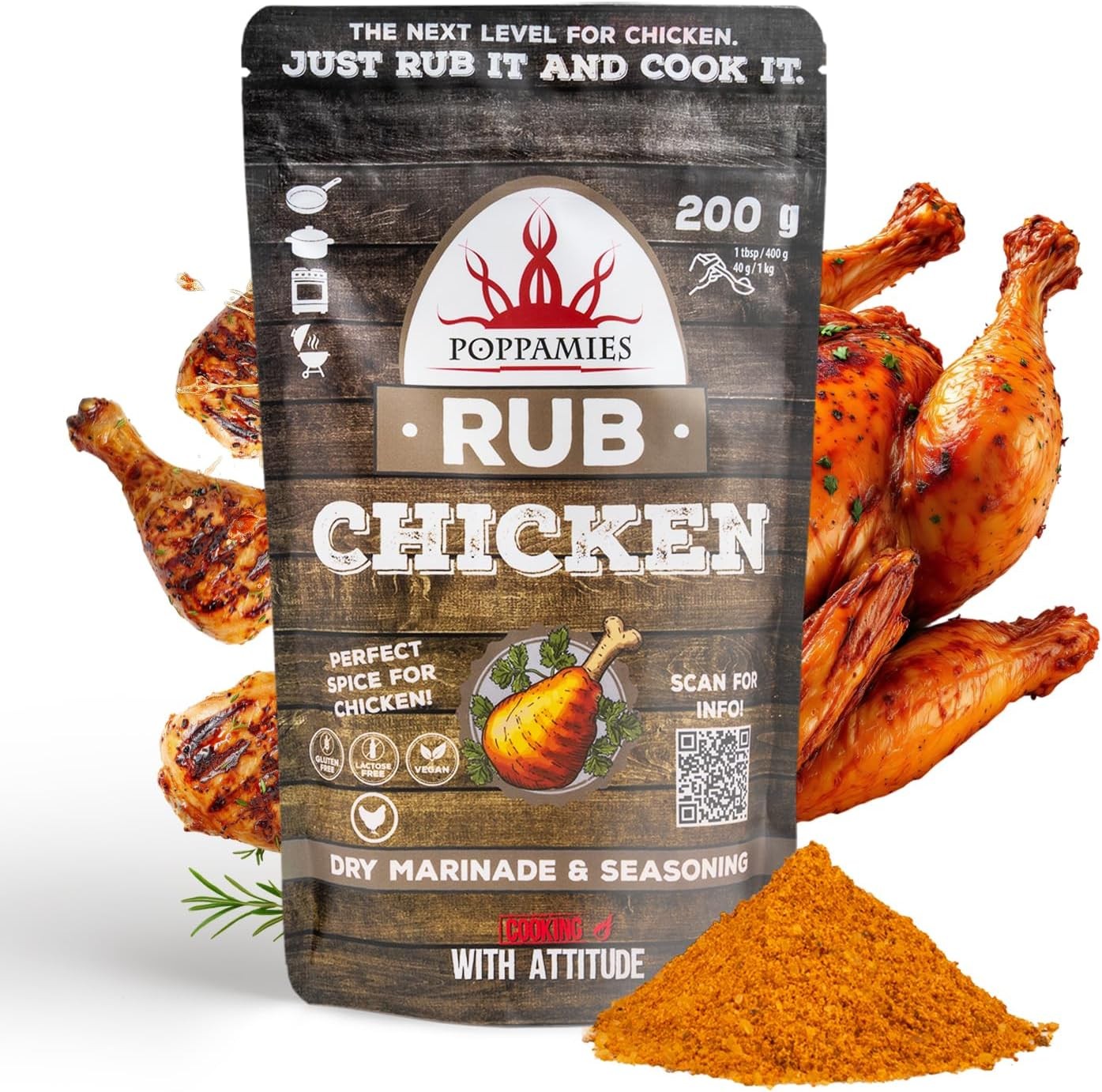 Poppamies Chicken BBQ Rub - 100% Natural BBQ Seasoning - Dry Marinade & Spices