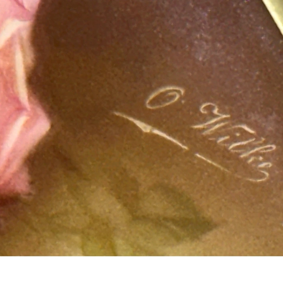 Placa de 8,5" firmada pintada a mano Thomas Sevres Baviera 'Marechal Neil Rose' Foto 4 de 4