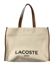 Borsa tote LACOSTE NU4342TD tela pelle avorio donna usata autentica