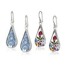 Flower Pattern Silver Drop Silver Drop Girls and Women Earrings Cubic Zircon
