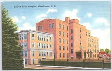 Sacred Heart Hospital Manchester NH Vintage Linen Postcard by Tichnor Bros
