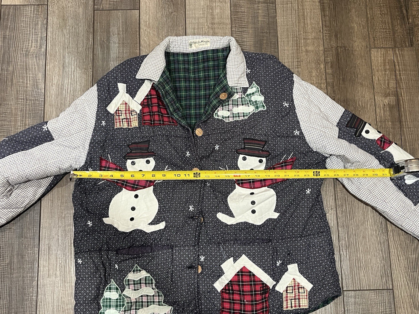 Vintage Patch Magic Quilted Patchwork Snowman Win… - image 7