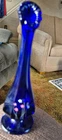app 8" Fenton handpainted by Amy S  cobalt blue thumprint bud vase.   Nice