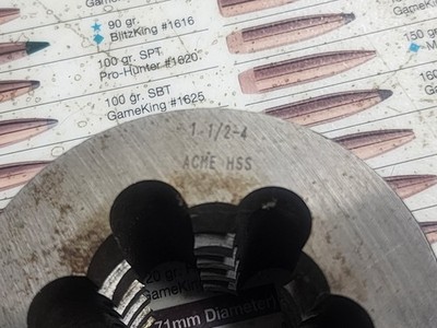 Widell 1  1/2-4 HSS RH ACME THREAD ROUND ADJUSTABLE DIE USA Nice