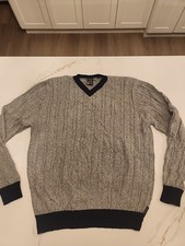 Nautica Jeans Co Men's Cable Knit Navy Gray Pullover Sweater Sz XL