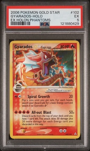 PSA 5 Gyarados Gold Star (Delta Species) 102/110 Holon Phantoms