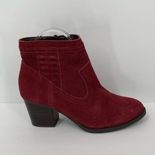 Market & Spruce Caia suede leather ankle boot shoe heel wine burgundy ne...