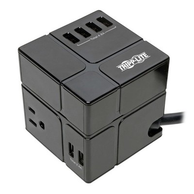 Tripp Lite Surge Protector 3 Outlet 6 USB-A Power Cube Black TLP366CUBEUSBB