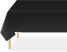 Black Plastic Table Cloth Disposable 2 Pack, 54 x 108 Inch Tablecloths for