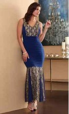 plus size 1X Blue Gold Formal Maliha Gown Dress from Midnight Velvet new