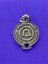 Southern Bell Service Award Pendant Bracelet Charm Sapphire 10KT GOLD 1980's