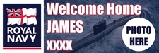 NAVY WELCOME HOME HERO PERSONALISED BANNER POSTER LARGE ANY TEXT NAME PHOTO