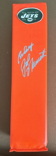 Joe Namath Signed Autographed Orange Endzone Pylon Ney York Jets - COA