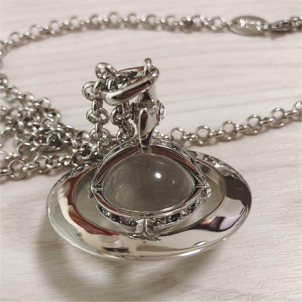 Authentic Vivienne Westwood 3D Small Orb Glass Silver Necklace Chain | eBay