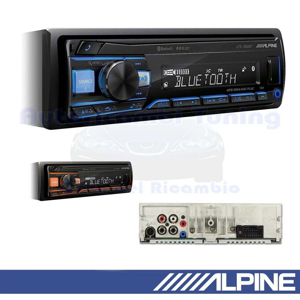 Set Radio Autoradio ALPINE UTE-200BT + Verkleidung 1DIN Grau Alfa 147 - Bild 2 von 4