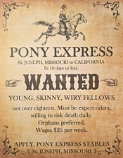 Old West Wanted Poster: Pony Express Riders