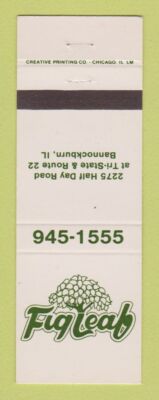 Matchbook Cover - Fig Leaf Restaurant Bannockburn IL