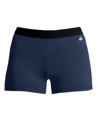 Badger Ladies 3'' Pro Compression 4629 Navy Blue Athletic Shorts New