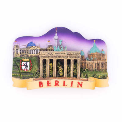 Berlin Poly Magnet Kühlschrankmagnet 4er Berlin bei Nacht 8,4x5,4x2 cm NEU
