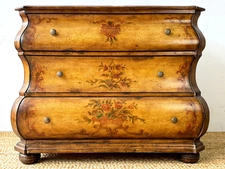 ⭕️ HAND PAINTED BOMBE CHEST VINTAGE DRESSER 3 DRAWERS LOCAL PICKUP MIAMI AREA