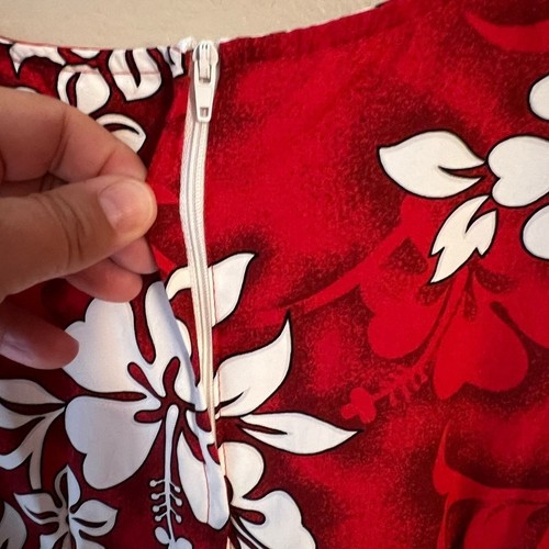 Vintage Pacific Legend Dress Hawaiian Red Floral Small USA White Sleeveless Mini - Picture 7 of 8