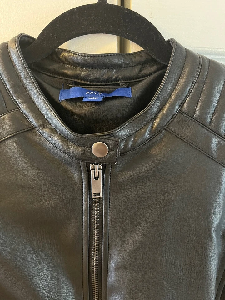 Brand New Apt 9 Mineral Black Faux Biker Leather Zipper Jacket - Image 2 of 4