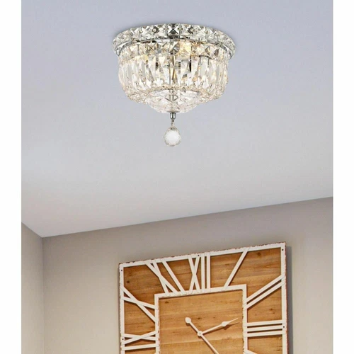 Crystal Chandelier Flush Mount Ceiling 4 Light Fixture Hallway Bathroom Bedroom - Picture 3 of 9