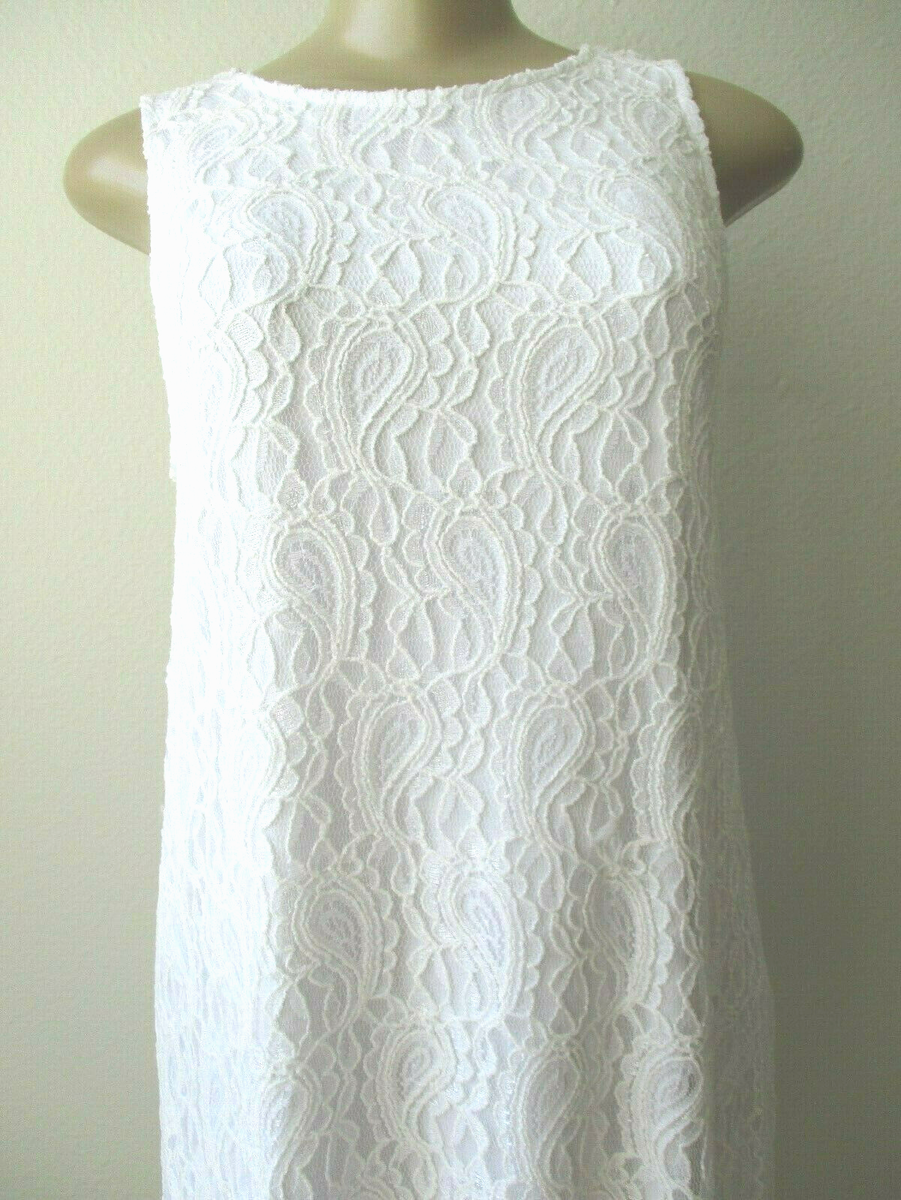 kensie white lace dress Kensie Women's Crochet V-Neck Lace Dress - White