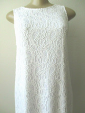Kensie White Lace-Up Dress Floral Sleeveless Knee Length Size M NWT