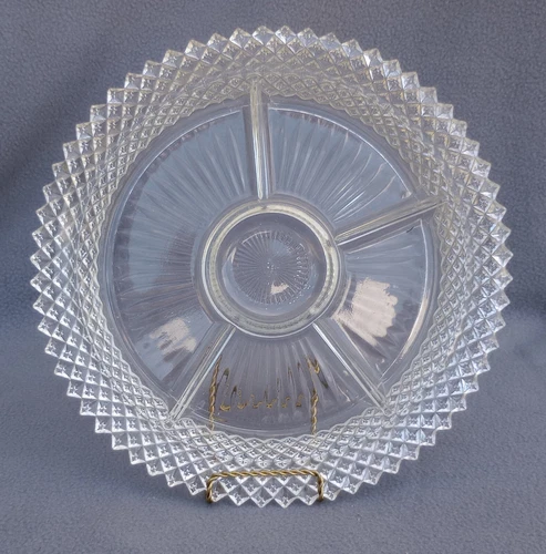 Anchor Hocking Miss America Clear Depression Glass - 5 Section Serving Dish