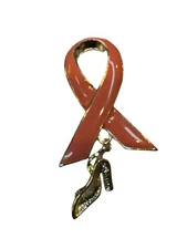 Breast Cancer PInk Enamel Pin Sparkle Dangle Shoe Silver Tone Payless Shoes