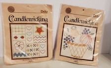 Dritz Candlewicking TWO Kits Fruit Basket Patchwork Sampler 1983 Vtg